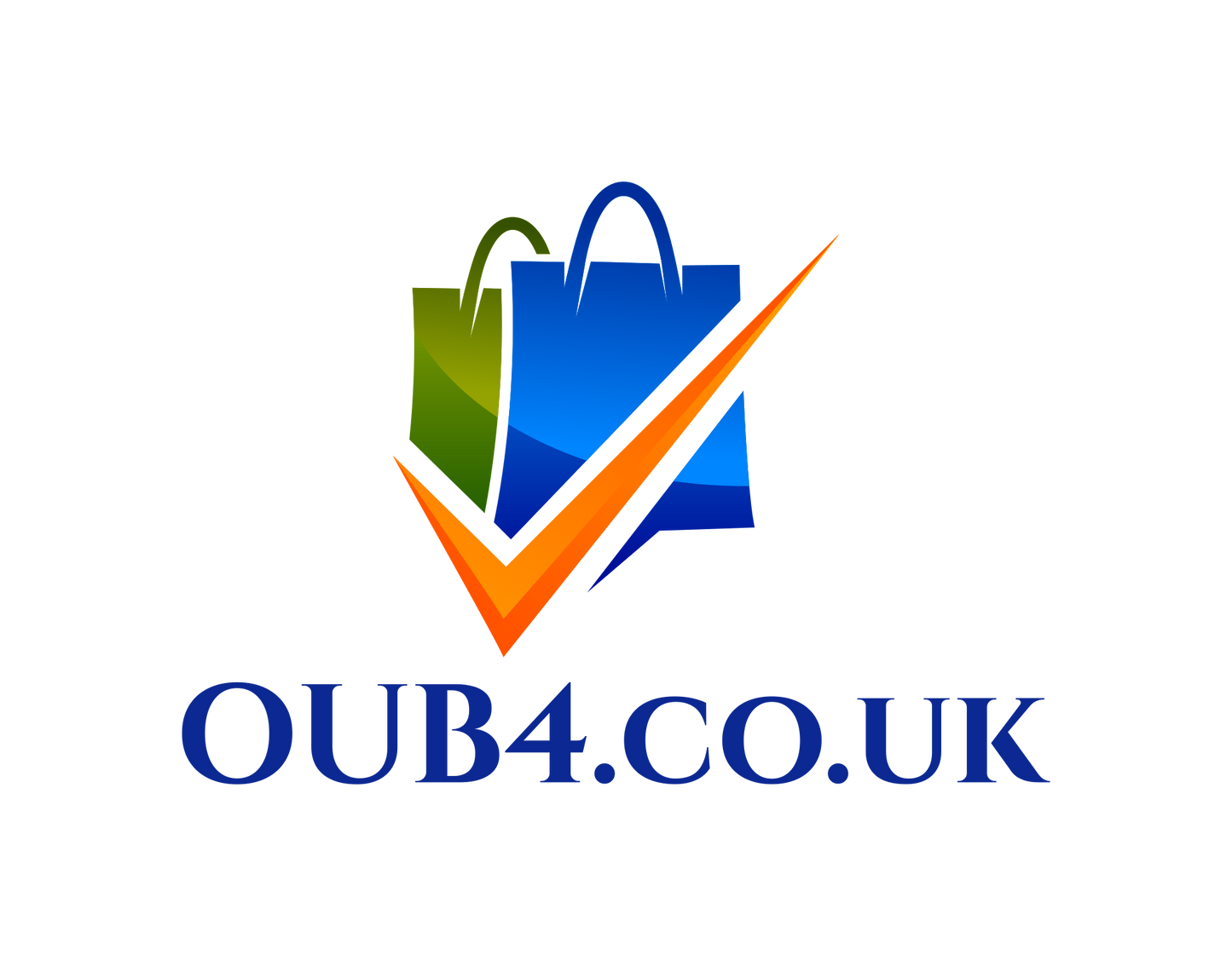 Logo for OUB4.CO.UK with blue and green shopping bags and an orange checkmark.