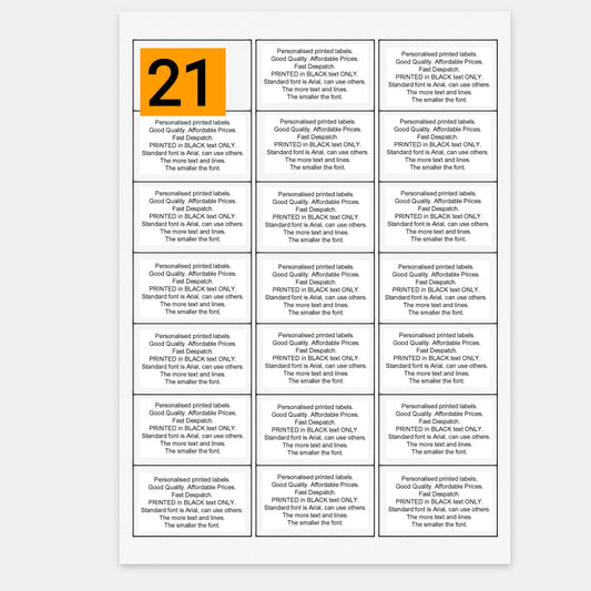 Personalised Labels on A4 Sheets | WHITE – 21 UP – 63.5mm x 38.1mm