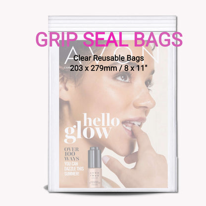 Clear resealable grip seal bag used for storing small items, transparent poly packaging