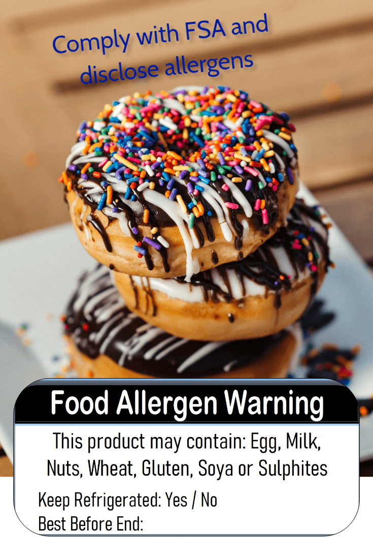 Writable food allergen labels for cafes bakeries and delis