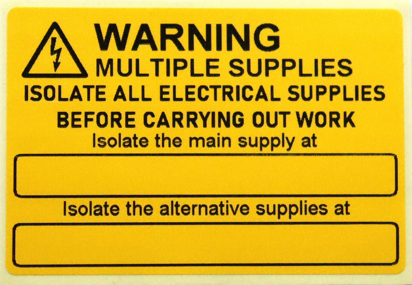 Multiple Supplies Label for Electricians