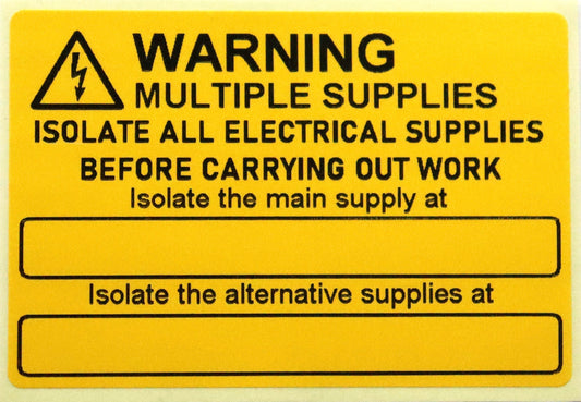 Multiple Supplies Label for Electricians