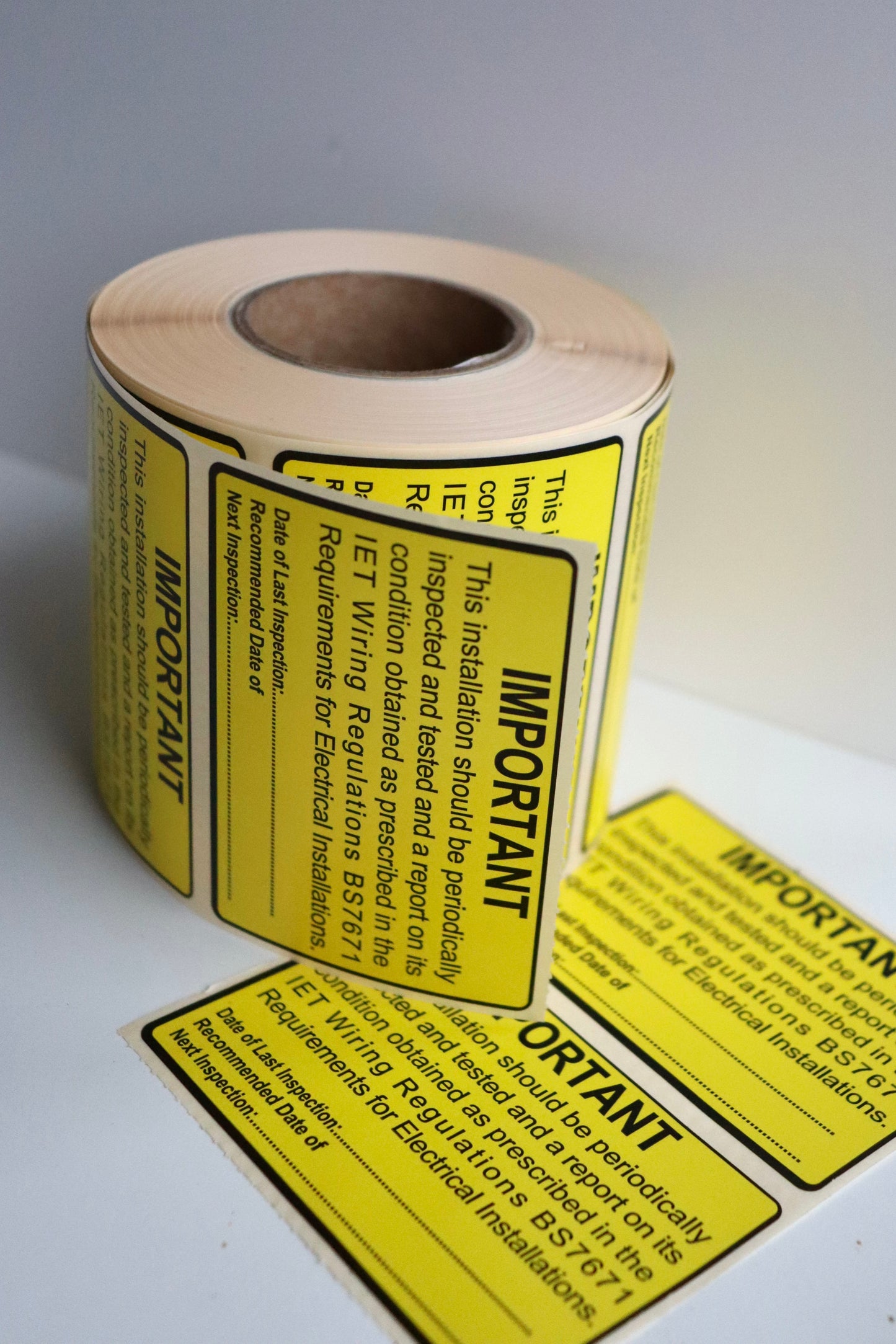 BS7671 Periodic Test Inspection Labels – 76×52mm Electrical Safety Stickers