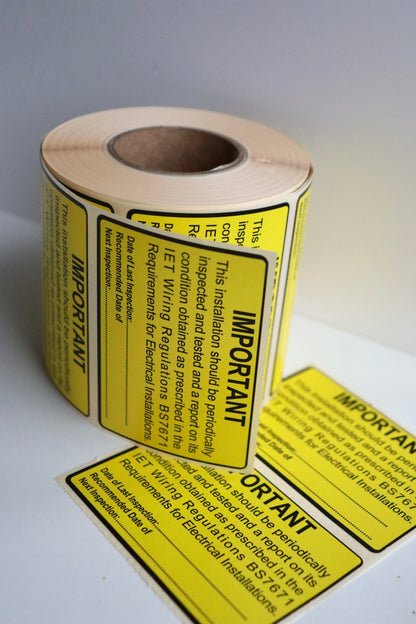 BS7671 Periodic Test Inspection Labels – 76×52mm Electrical Safety Stickers