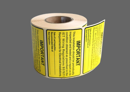 BS7671 Periodic Test Inspection Labels – 76×52mm Electrical Safety Stickers