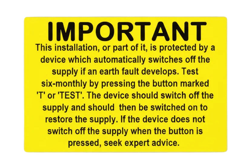 Electrical Safety RCD Test Labels - 2019 Edition - 76 x 52mm