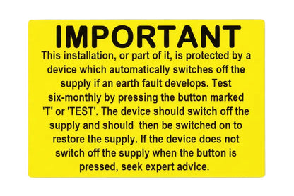 Electrical Safety RCD Test Labels - 2019 Edition - 76 x 52mm