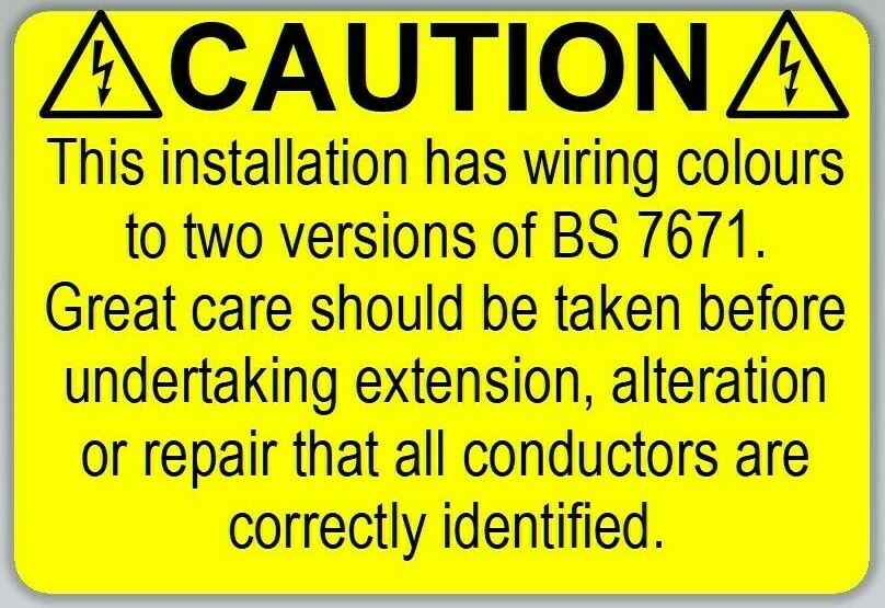 HARMONISED Cable Colour Electrical Wiring Label 76 x 52mm self-adhesive labels