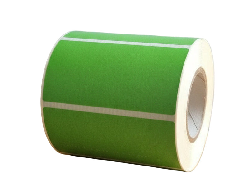 Green 4x2 colour-coding label on roll, 
