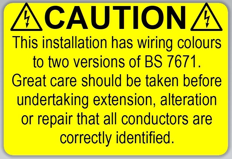 HARMONISED Cable Colour Electrical Wiring Label 76 x 52mm self-adhesive labels